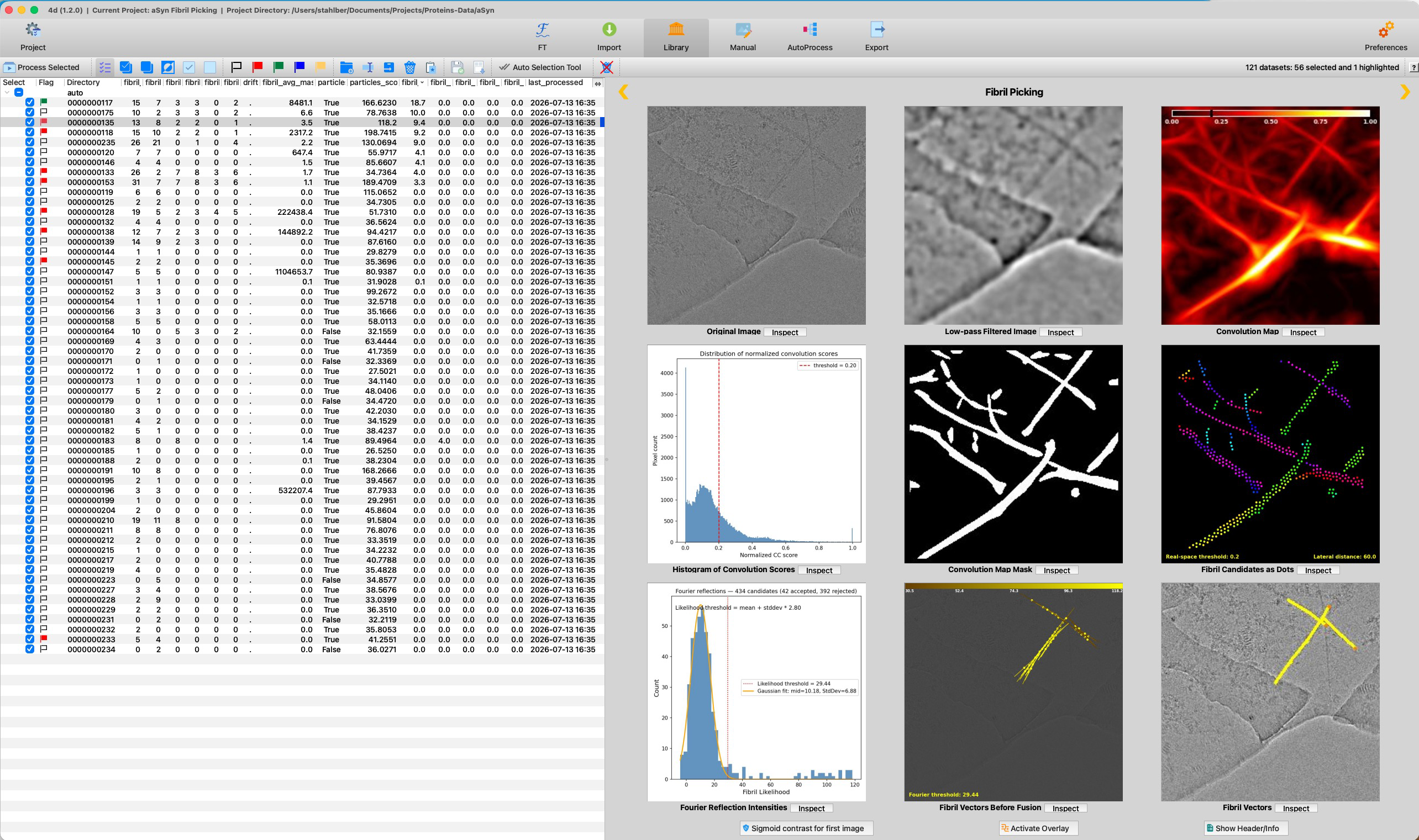The Fibril Picker result panels